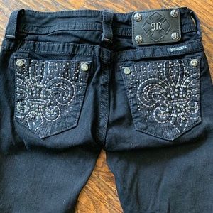 Miss Me Black Skinny Jeans with Silver Embellishments